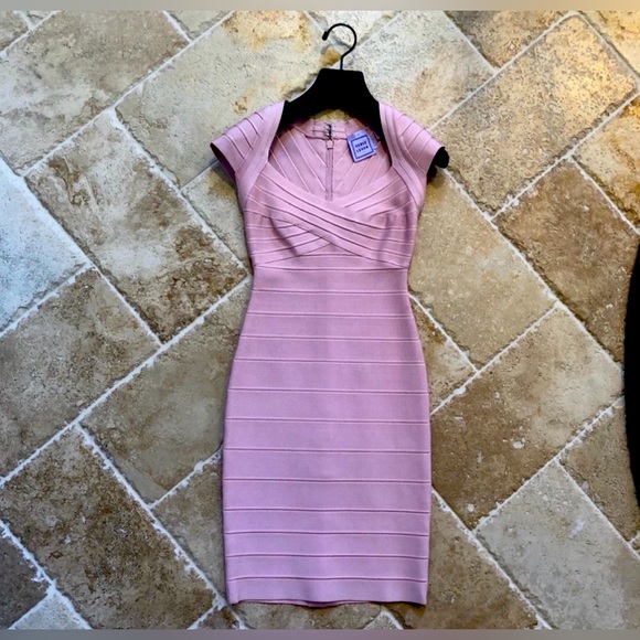 Super Sexy Pink Herve Leger Dress - Picture 2 of 8